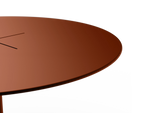 XY Round Dining Table, in Rust, edge detail view