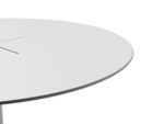 XY Round Dining Table, edge detail view, in White