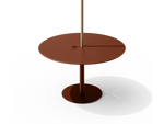 XY Round Dining Table, with umbrella hole, in Rust
