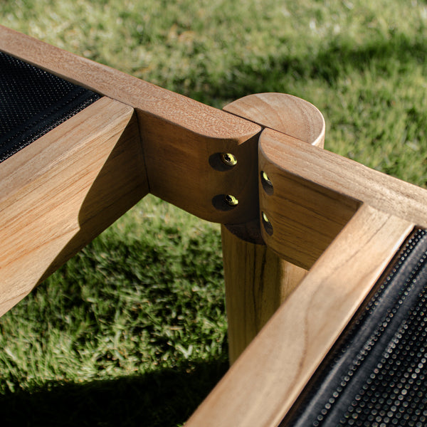 Neighbor's stainless steel hardware components make this outdoor furniture weather resistant.